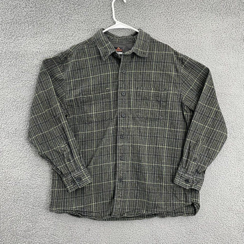 Ridgecut Toughwear Shirt Men XL Green Gray Plaid Casual LS Workwear‎ Flannel